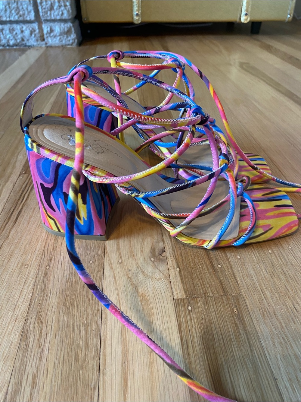 Jessica Simpson Multicolor Strappy Block Heel Sandal